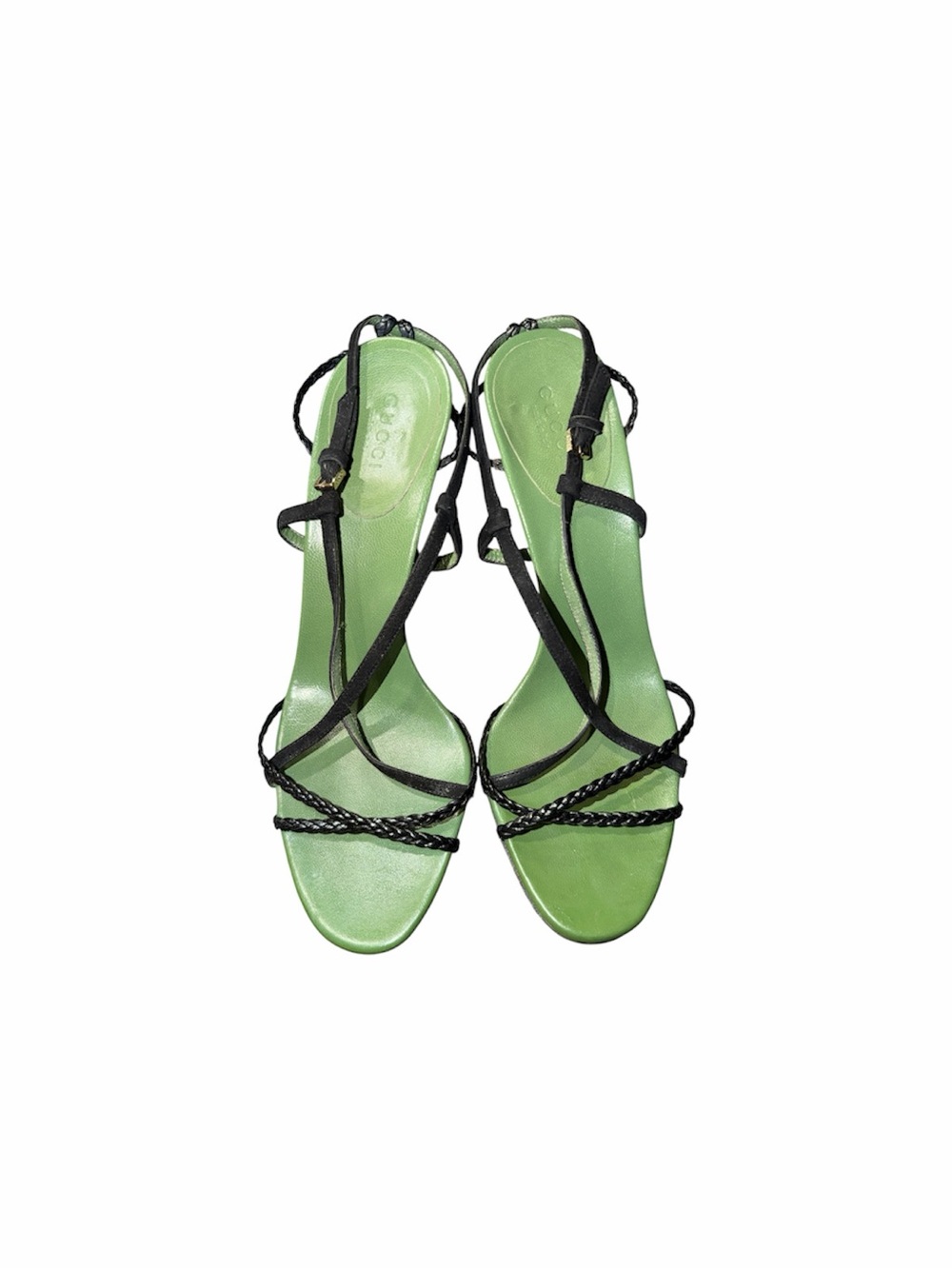 Gucci Tom Ford Era 1997 Vintage Green Leather Strappy Heels Sz 7B Italy